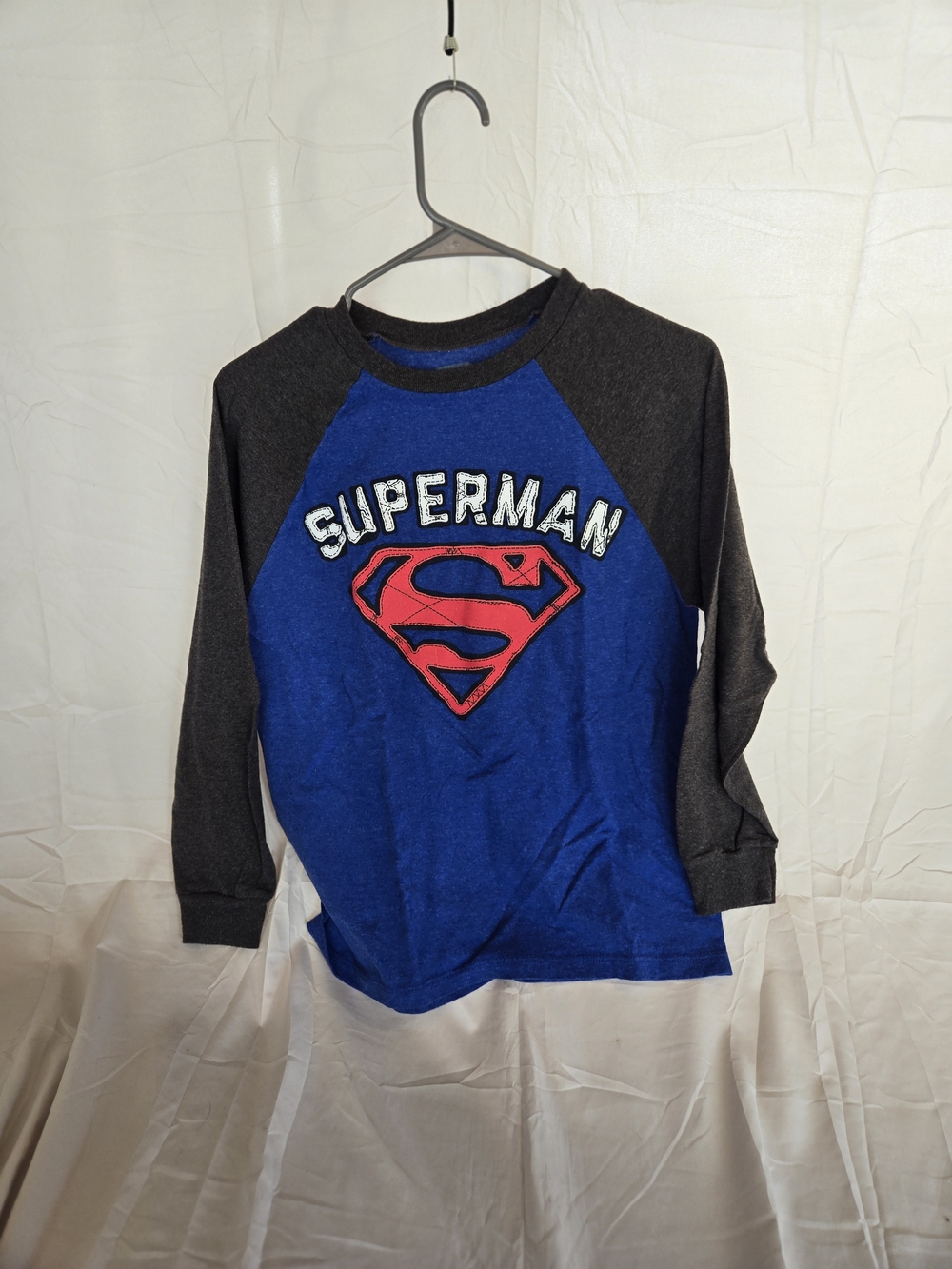 Marvel Superman Blue & Charcoal Raglan Long Sleeve Tee